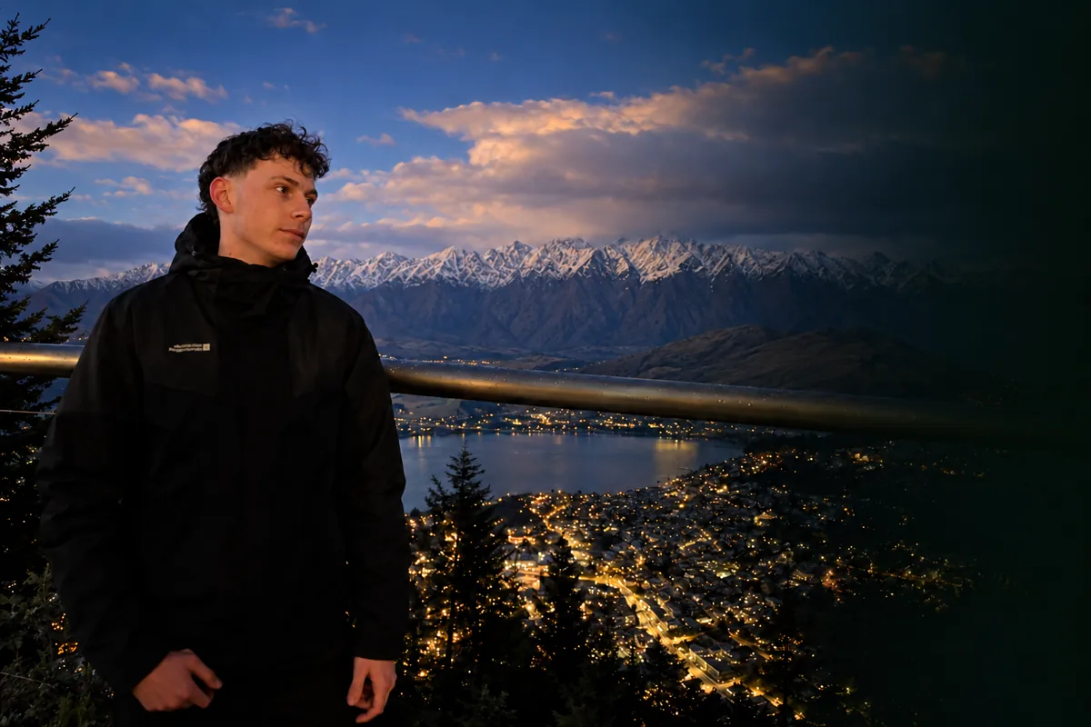 Benjamin, founder of YourWay, overlooking Queenstown
